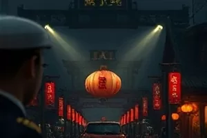 雾中列车剧照，浓雾中的铁轨与车头灯